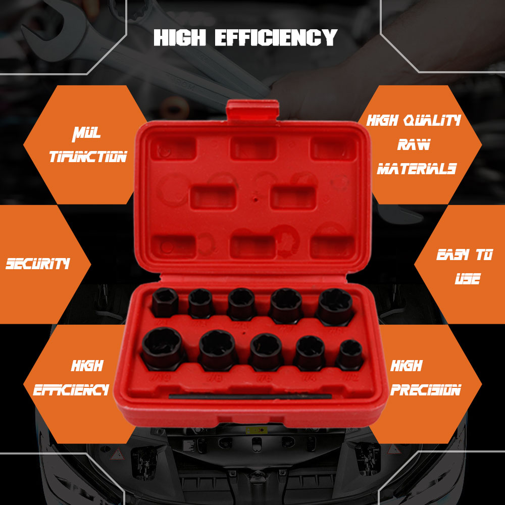 Locking Wheel Nut Removers 11X Nut Bolt Stud Extractor Twist Socket Set